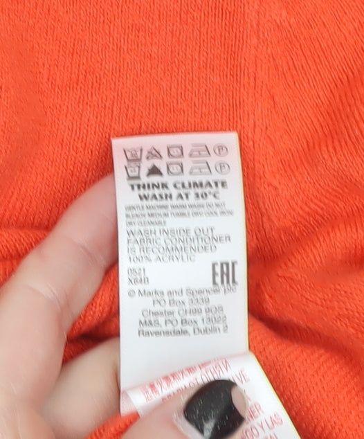 Marks and Spencer Women Orange Mock Neck Long Sleeve Pullover Jumper L
