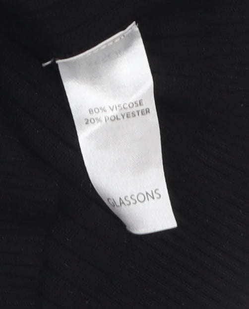 Glassons Women’s Black V-Neck Ribbed Button Cardigan Size M