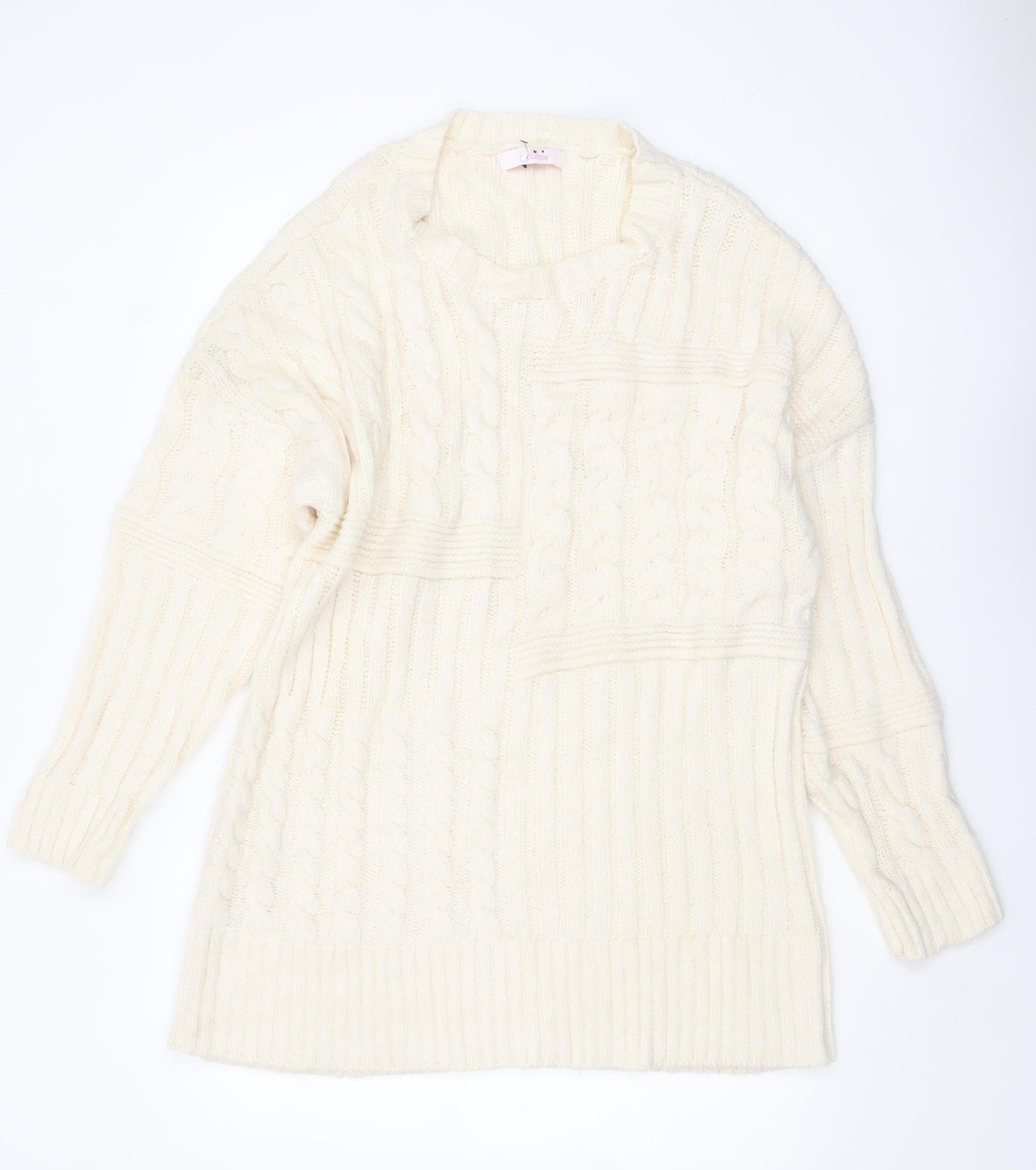 Julipa Women’s Ivory Cable Knit Long Sleeve Pullover Jumper Size 16/18