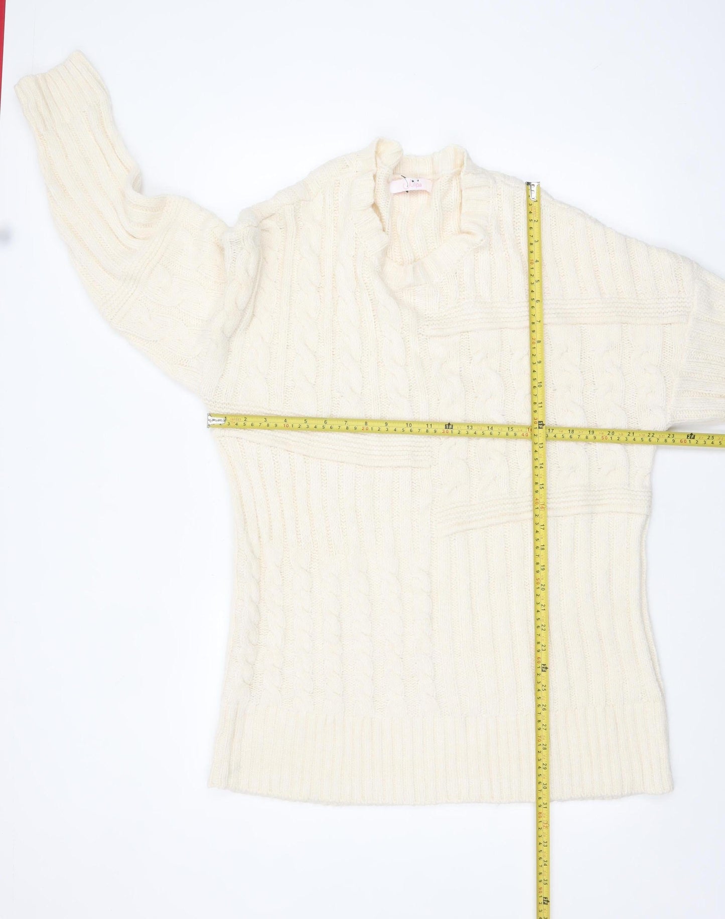 Julipa Women’s Ivory Cable Knit Long Sleeve Pullover Jumper Size 16/18