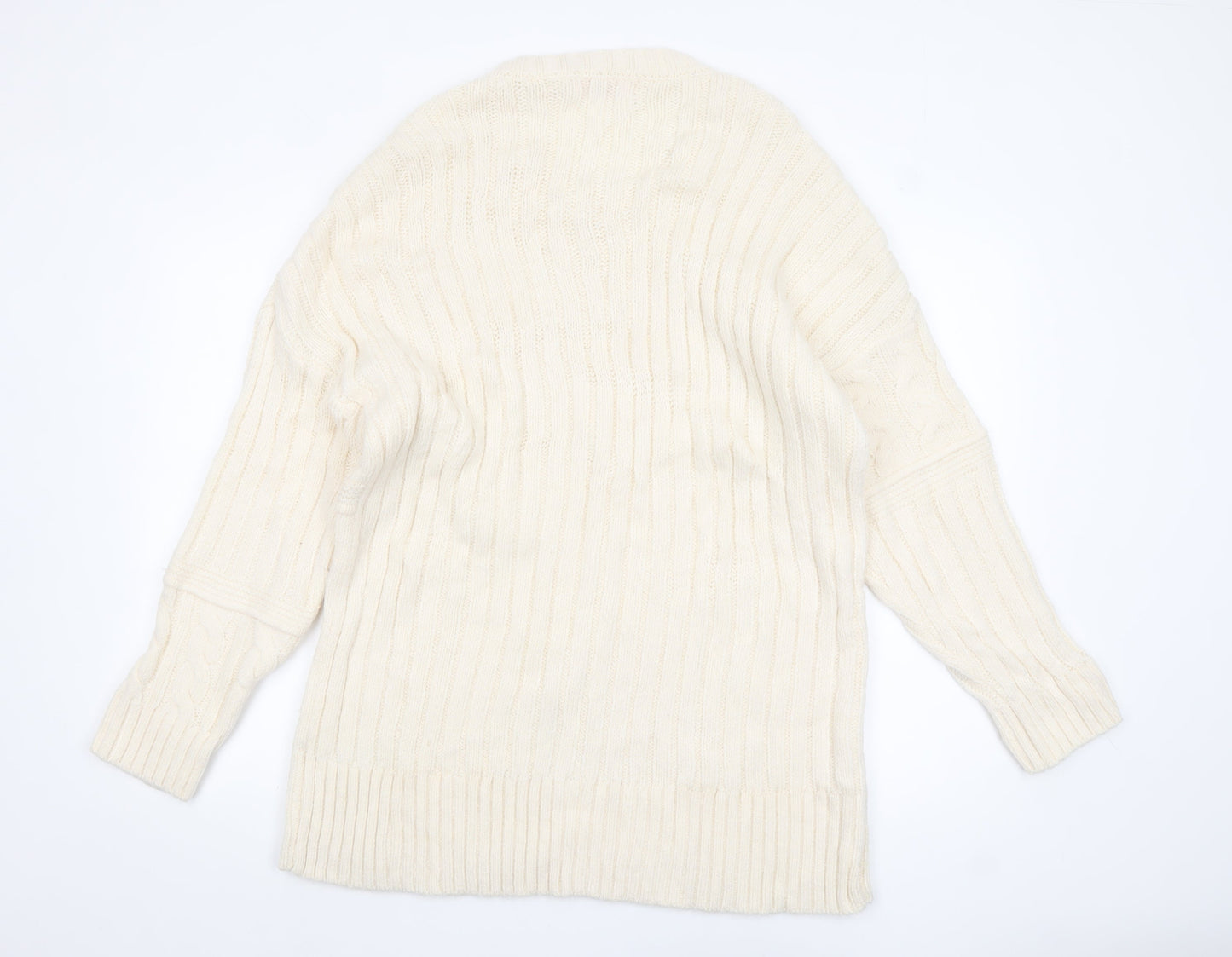 Julipa Women’s Ivory Cable Knit Long Sleeve Pullover Jumper Size 16/18