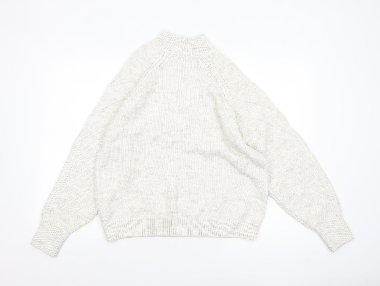 Marks and Spencer Women’s Grey Cable Knit Mock Neck Jumper Size M
