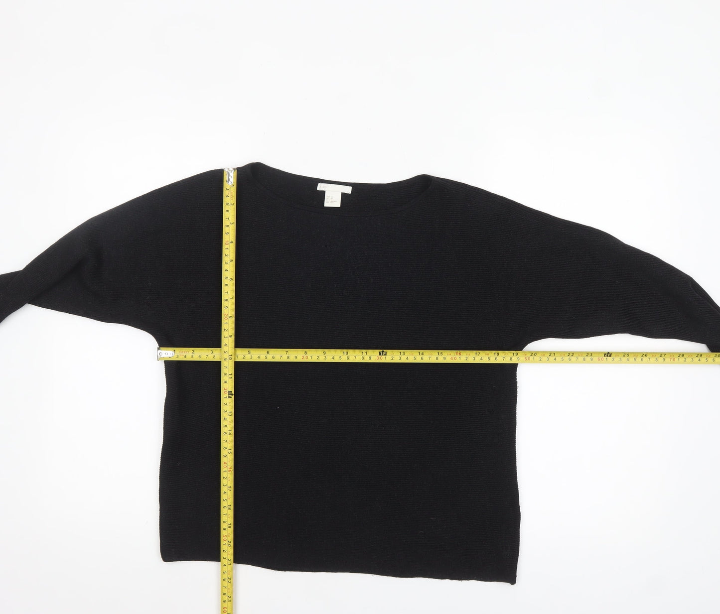 H&M Women’s Black Boat Neck Knit Pullover Jumper XS
