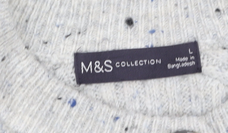 Marks and Spencer Women Grey Cardigan L Knit Button Long Sleeve