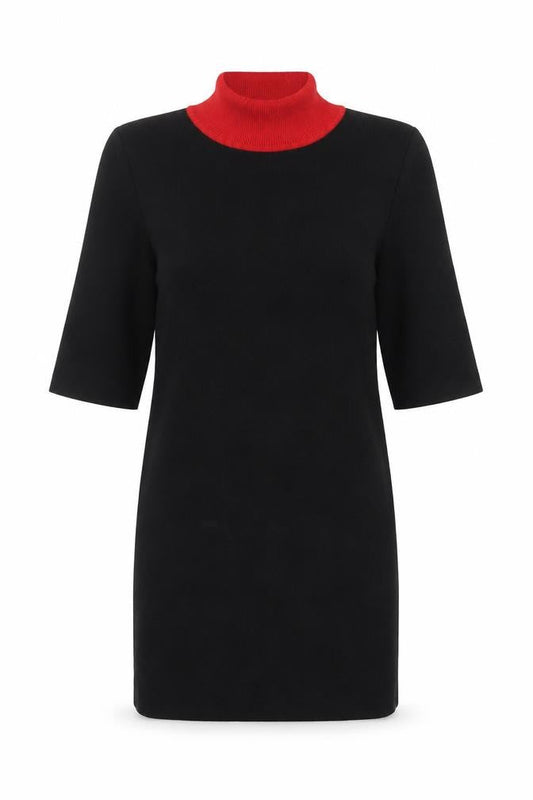 Mango Women's Black Roll Neck Knit Blouse XS 3/4 Sleeve