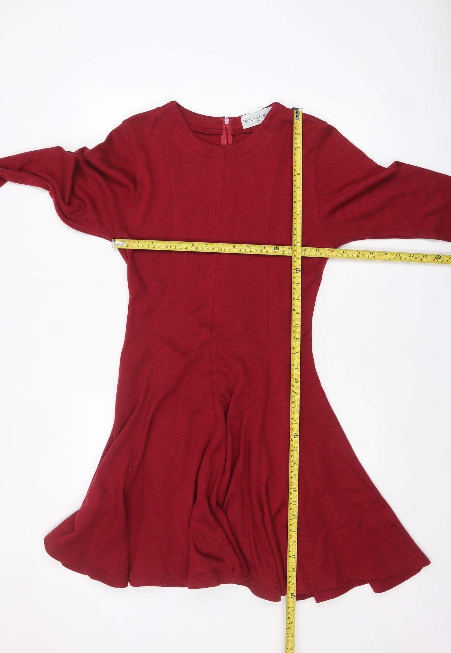 The Cotton Collection Red Fit & Flare Knit Dress Women M Long Sleeve