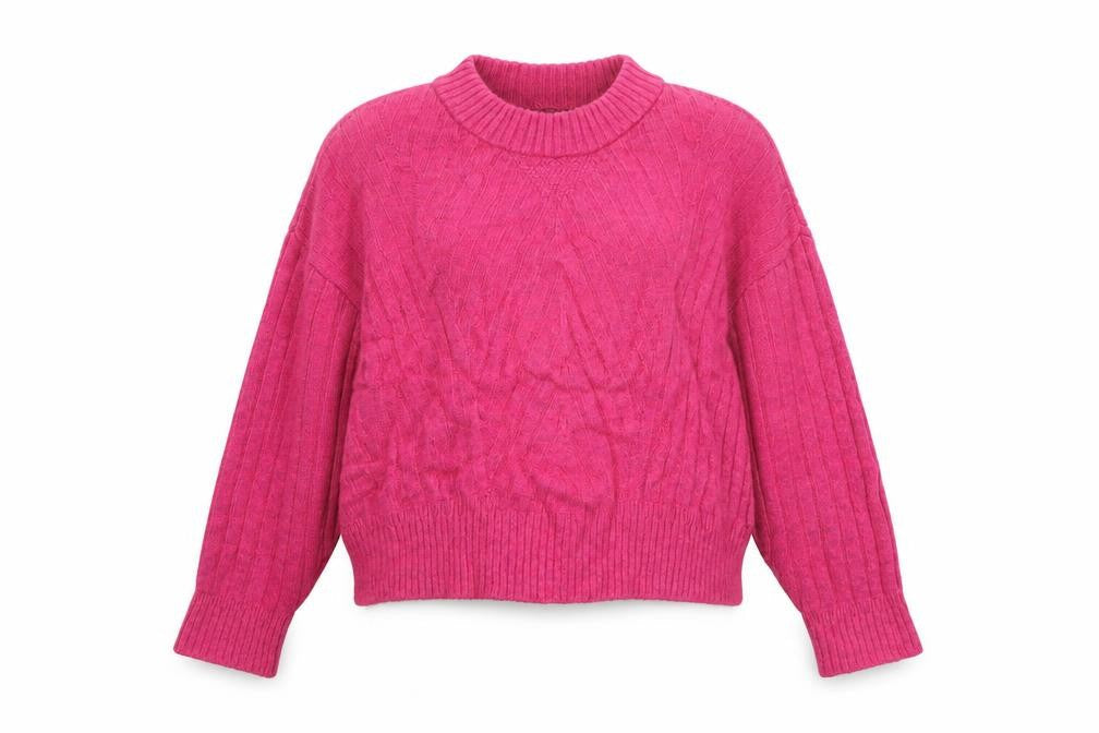 Warehouse Womens Pink Mock Neck Rib Knit Pullover Jumper Size M
