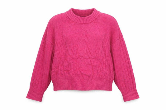 Warehouse Womens Pink Mock Neck Rib Knit Pullover Jumper Size M