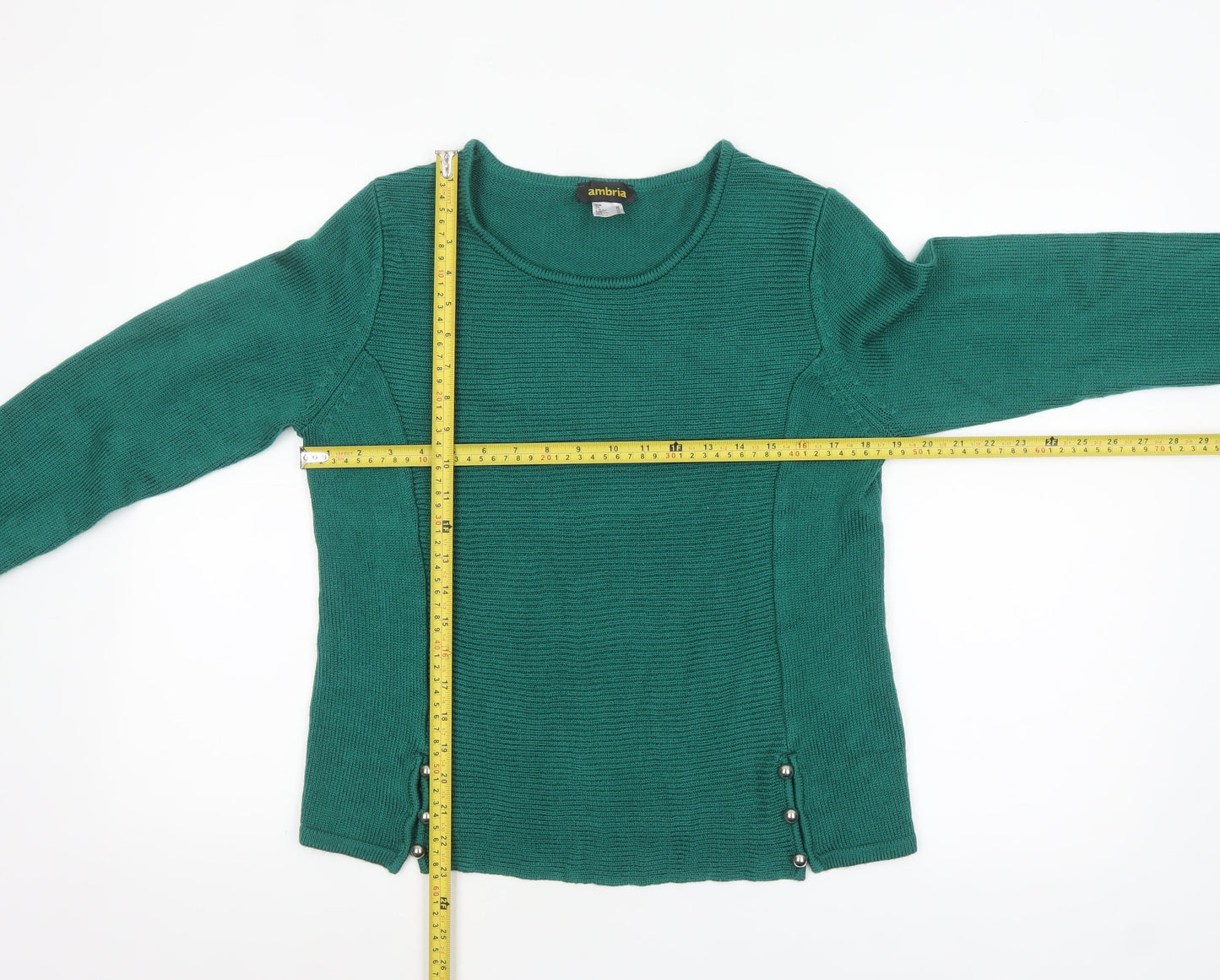 Ambria Women's Green Size 12 Pullover Jumper Knit Acrylic Long Sleeve