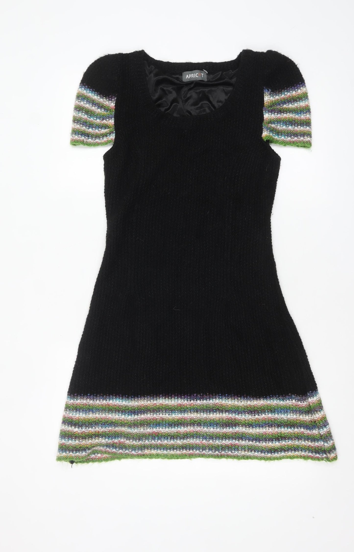 Apricot Women’s Black Jumper Dress L Knit Short Sleeve Stretch