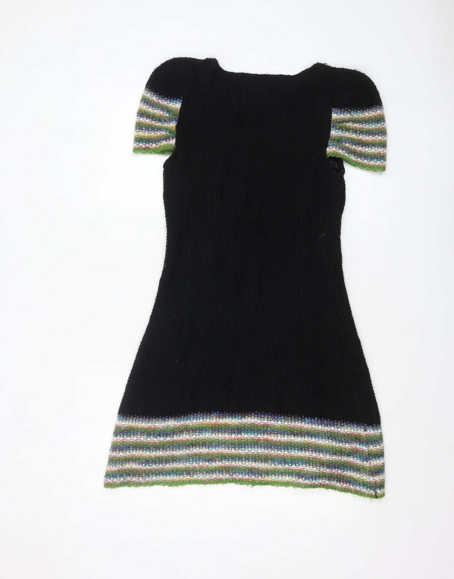 Apricot Women’s Black Jumper Dress L Knit Short Sleeve Stretch