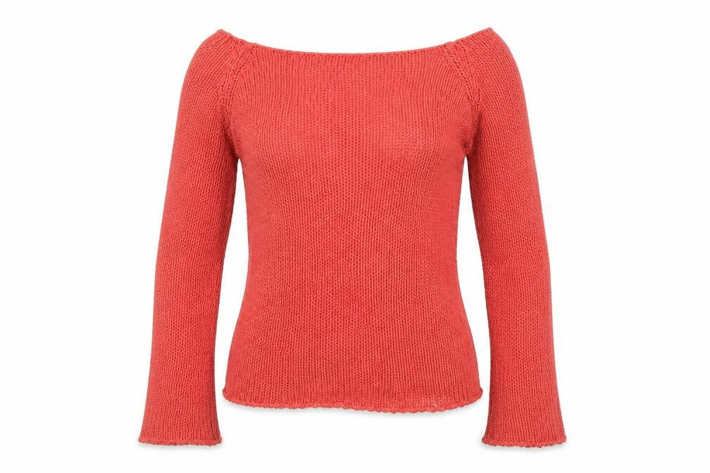 Stradivarius Women’s Red Knit Boat Neck Pullover Jumper Size L