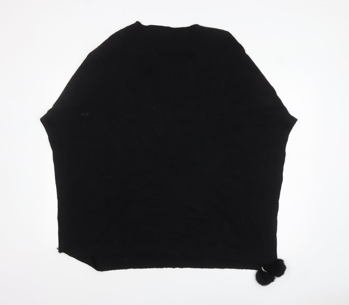 MSD Women's Black Beaded Knit Poncho Jumper S Viscose Blend