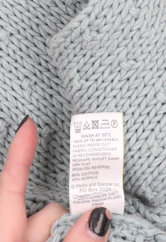Marks and Spencer Women’s Green Knit Cardigan Size 14 Cotton Blend