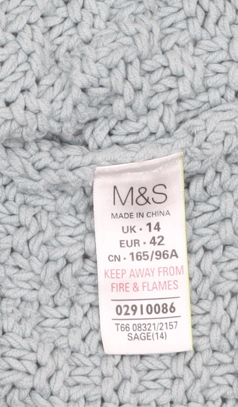 Marks and Spencer Women’s Green Knit Cardigan Size 14 Cotton Blend