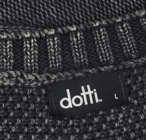 Dotti Women Grey Cable-Knit Cotton Relaxed Pullover Jumper Size L