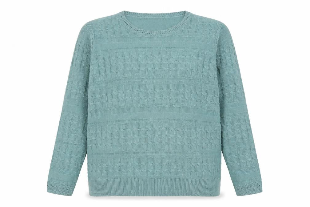 ISLE Womens Green Cable Knit Pullover Jumper Size 14-16