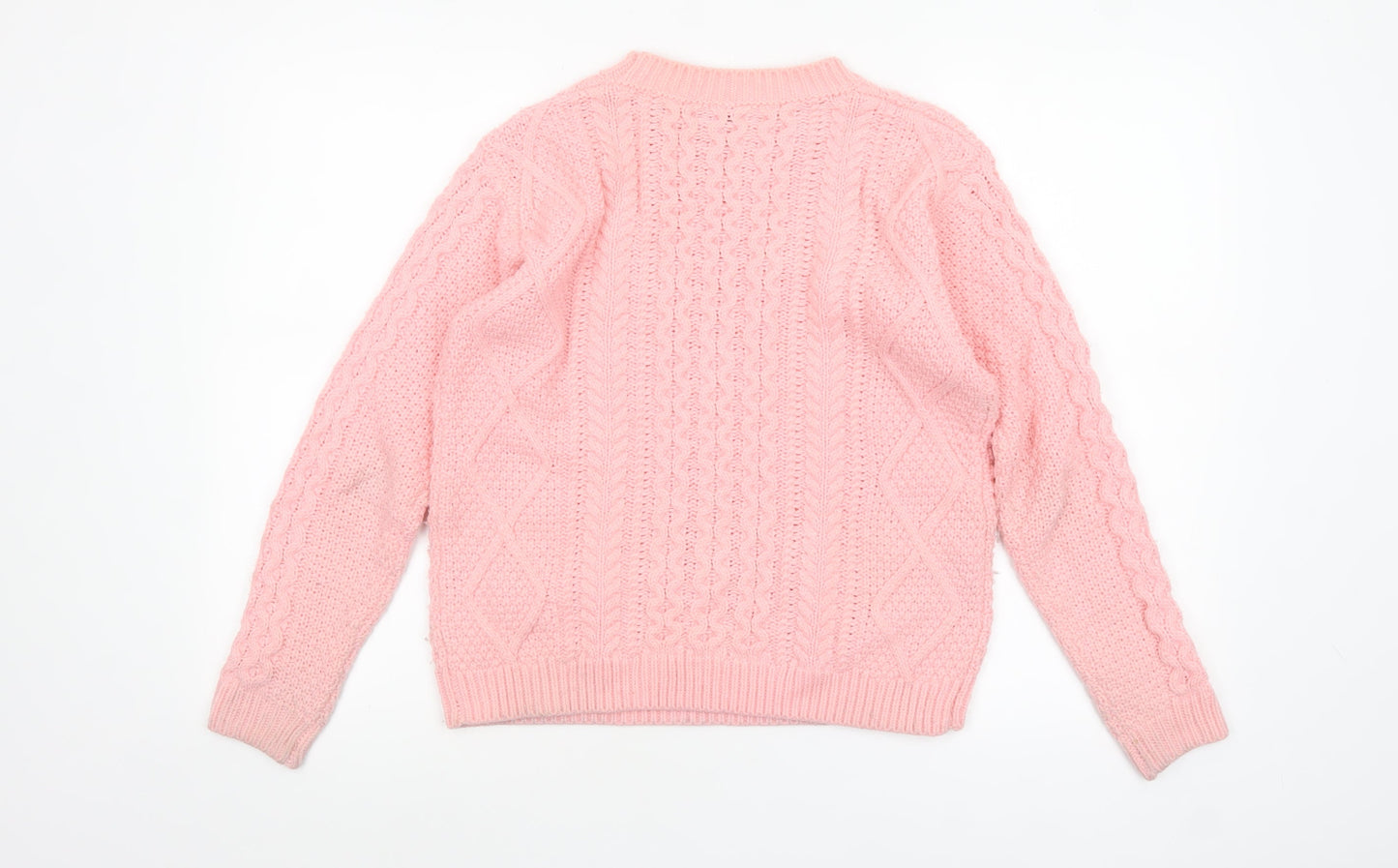 Warehouse Women Pink Cable Knit Acrylic Jumper UK 10