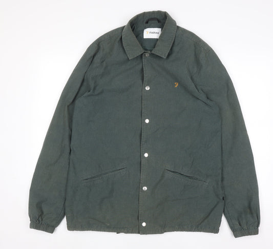 Farah Men’s Green Cotton Coach Jacket Size M Casual Classic