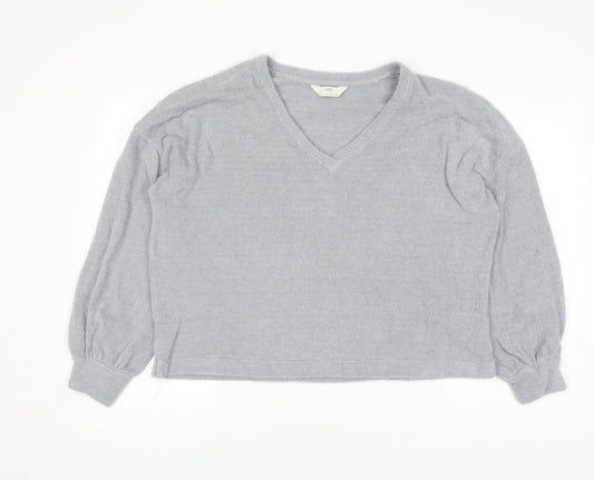 Marks and Spencer Womens Grey V-Neck Knit Pullover Jumper L