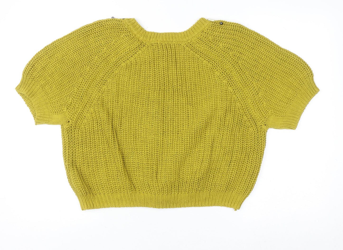 H&M Women's Yellow Beaded Knit Cropped Sweater Size L