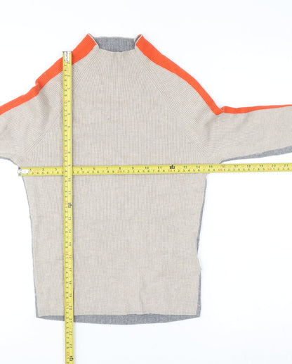 White Stuff Women's Beige High Neck Wool Mix Jumper Size S