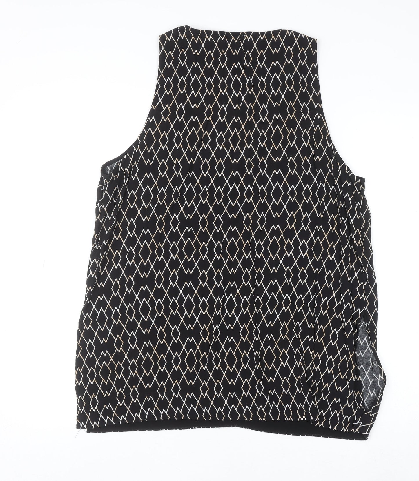 Witchery Women's Black Geometric Viscose Sleeveless Tank Top Size 14