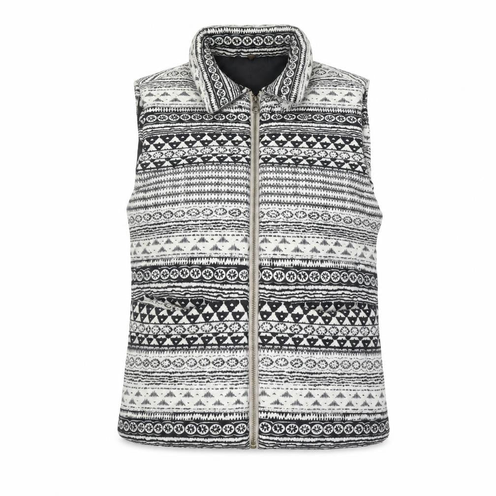 River Island Women's Black Aztec Knit Zip Waistcoat Size 14