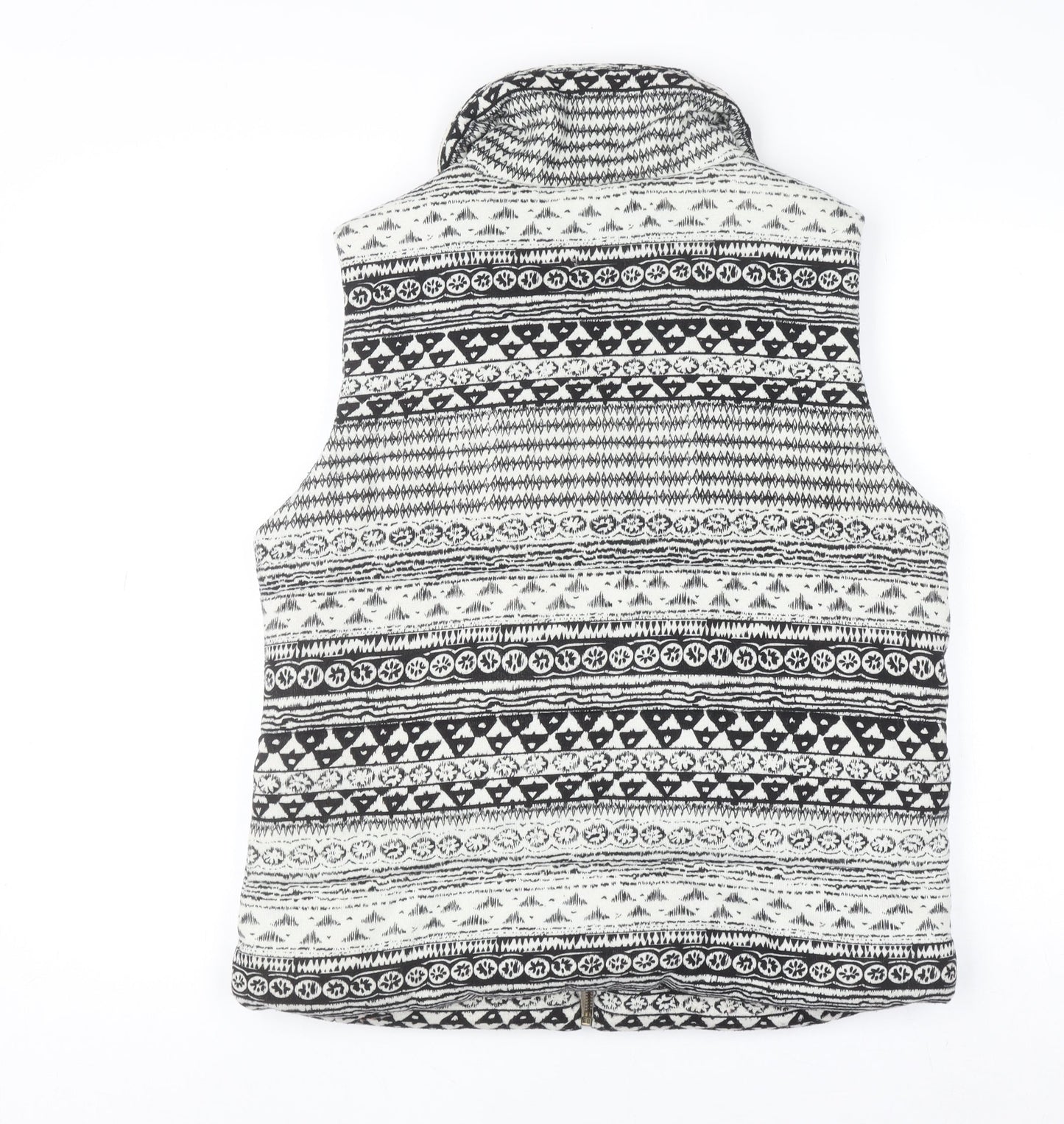 River Island Women's Black Aztec Knit Zip Waistcoat Size 14