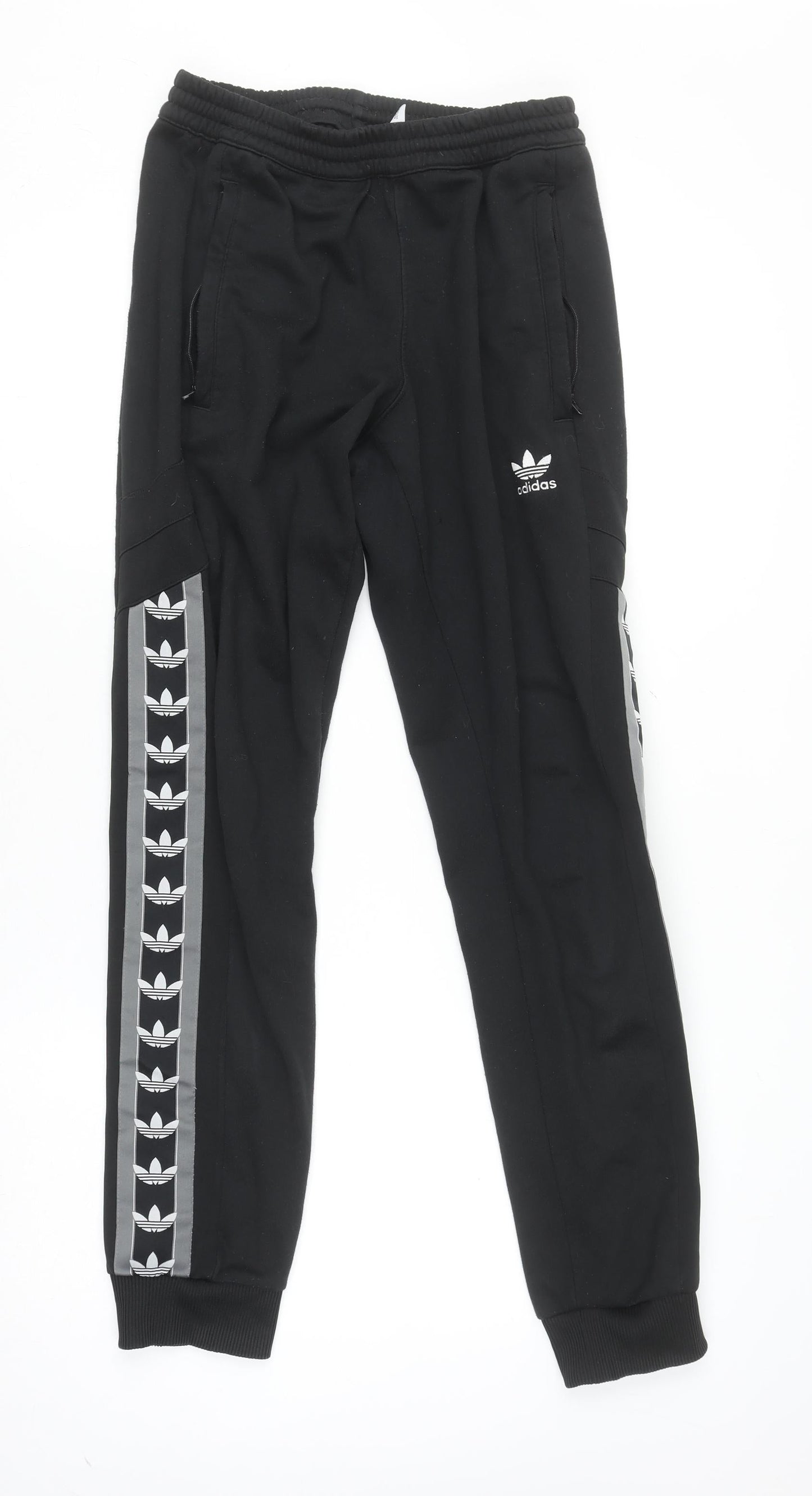 adidas Boys Black Jogger Activewear Trousers Size S with Side Stripe
