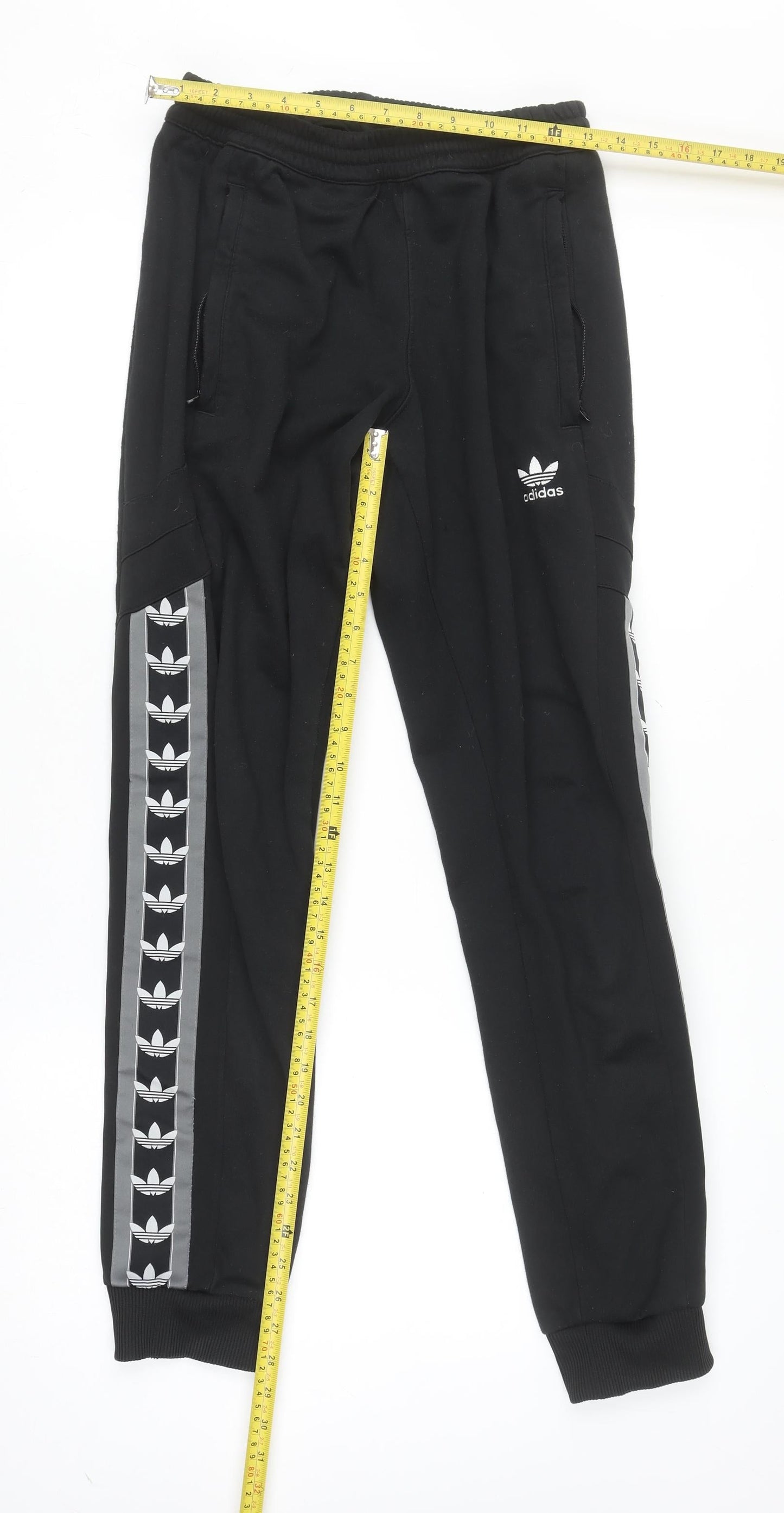 adidas Boys Black Jogger Activewear Trousers Size S with Side Stripe