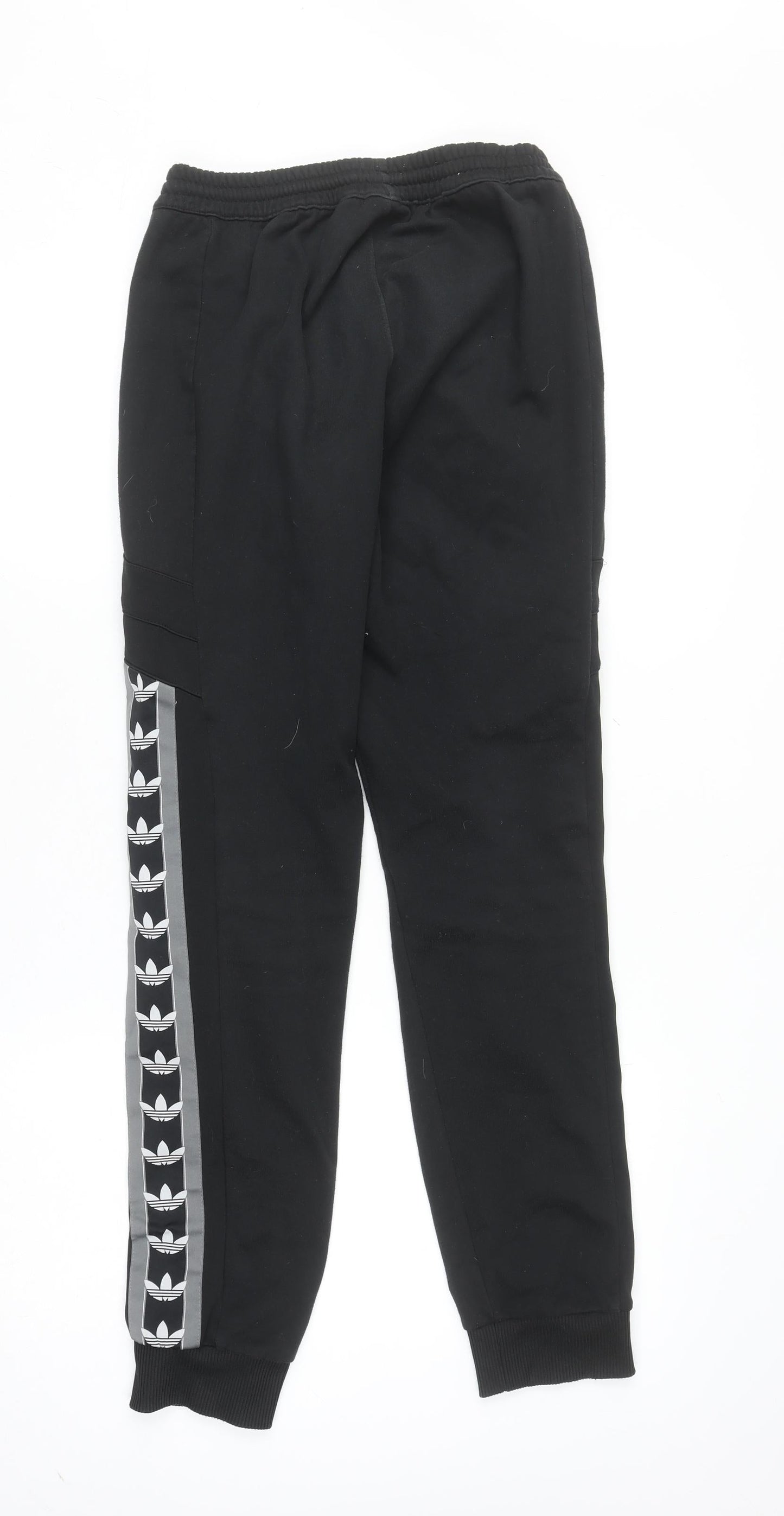 adidas Boys Black Jogger Activewear Trousers Size S with Side Stripe