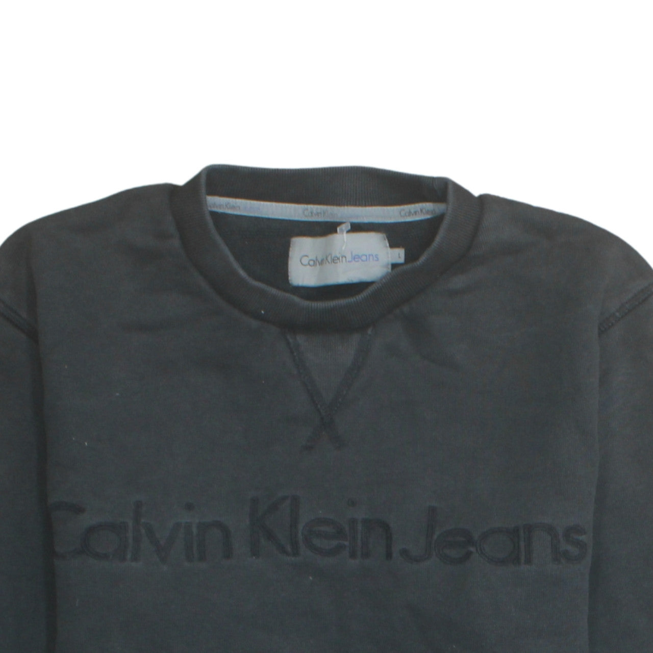 Calvin Klein Jeans Men's Black Logo Pullover Sweatshirt Size L