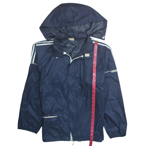 Adidas Boys Blue Hooded Windbreaker Jacket Size 14 Years Lightweight Sports