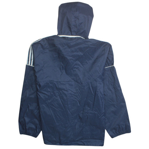 Adidas Boys Blue Hooded Windbreaker Jacket Size 14 Years Lightweight Sports