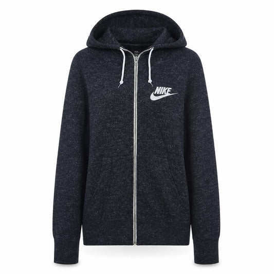 Nike Women Black Full Zip Hoodie M Cotton Blend Casual Sportswear