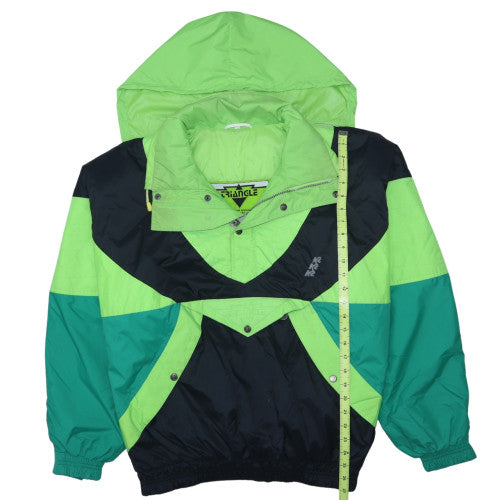 Triangle Mens Green Black Windbreaker Hooded Anorak Jacket Size M