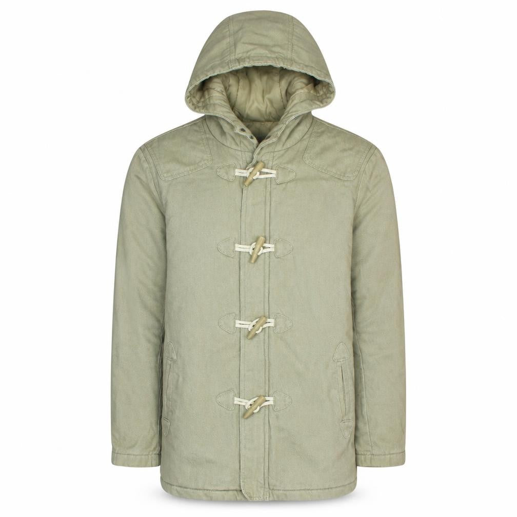 Collection OWMN Men's Beige Hooded Mid-Length Duffle Coat Size S