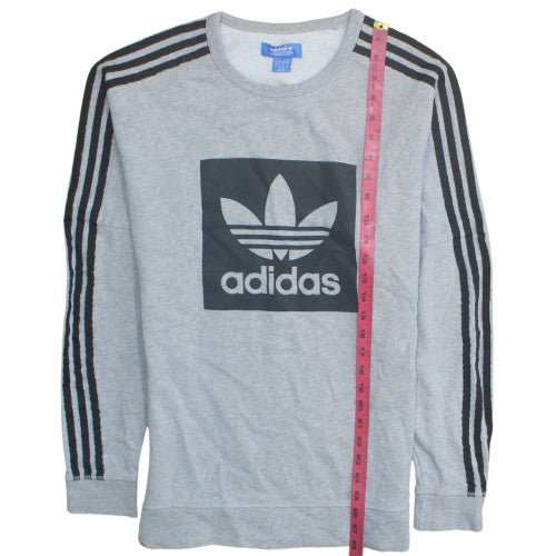 Adidas Mens Grey Crew Neck Pullover Sweatshirt XS Trefoil Logo