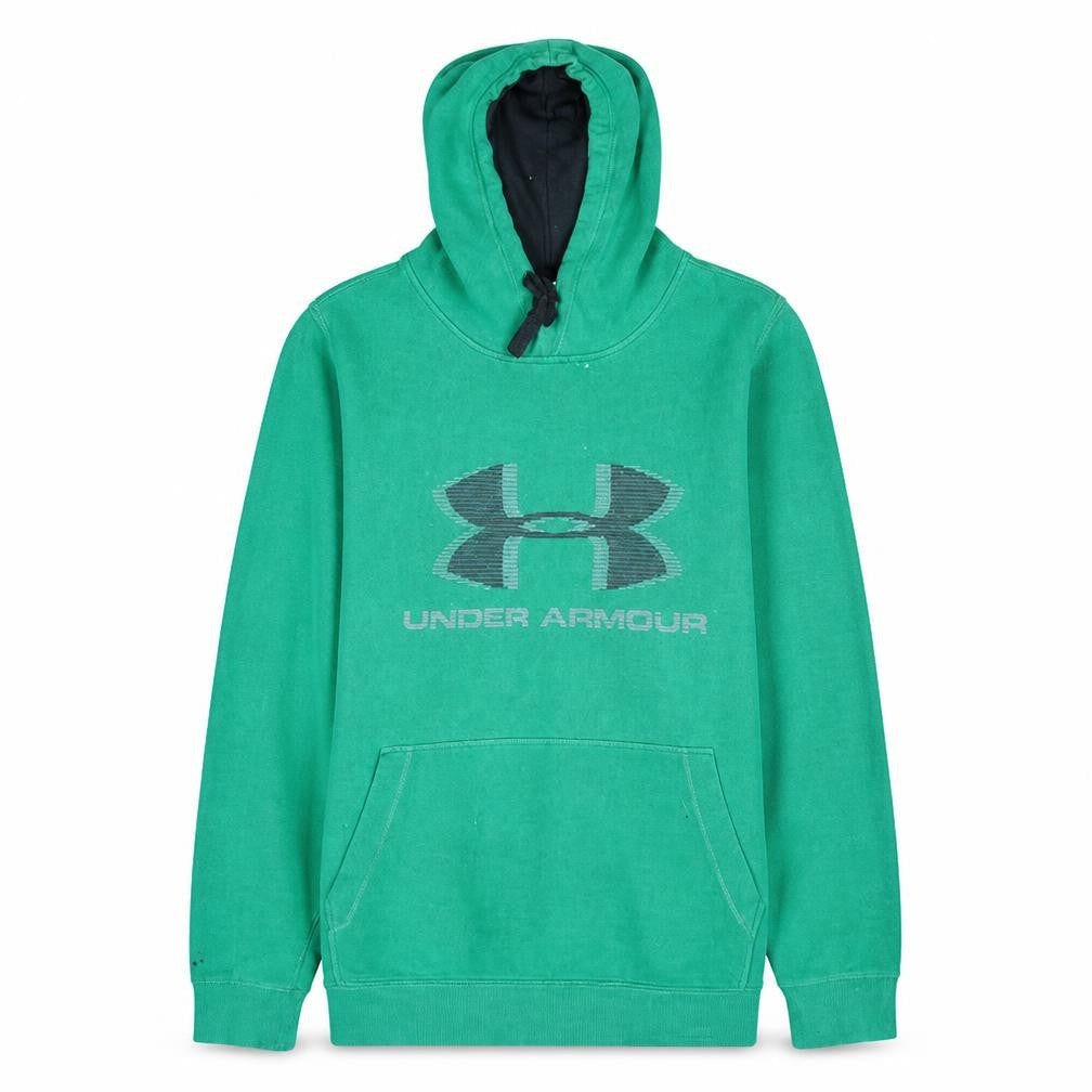 Under Armour Mens Green Pullover Hoodie M Loose Fit Graphic Print