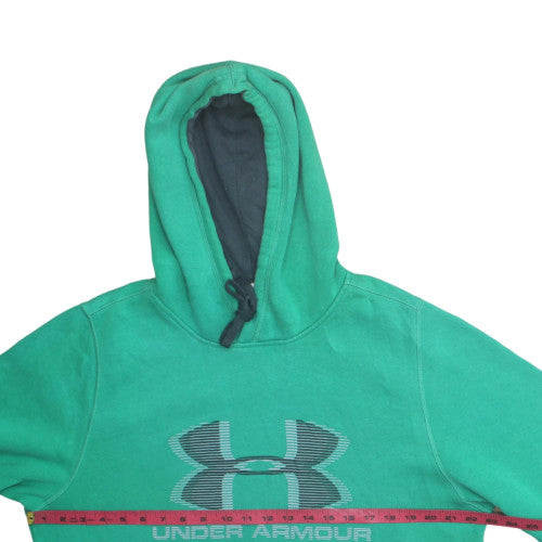Under Armour Mens Green Pullover Hoodie M Loose Fit Graphic Print