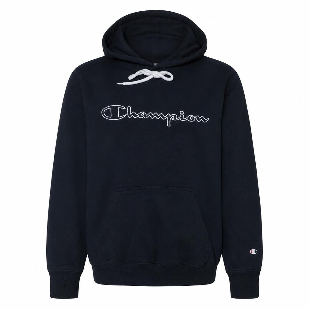 Champion Mens Blue Pullover Hoodie Medium Logo Fleece Sweatshirt