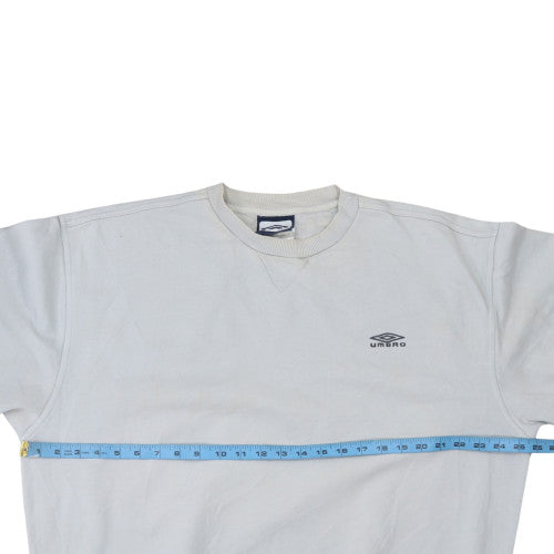 Umbro Mens White Sweatshirt Small Crew Neck Pullover Vintage Sportswear