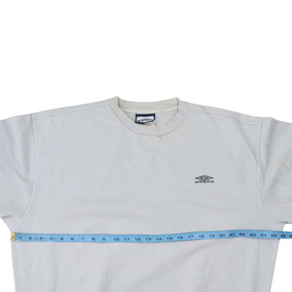 Umbro Mens White Sweatshirt Small Crew Neck Pullover Vintage Sportswear