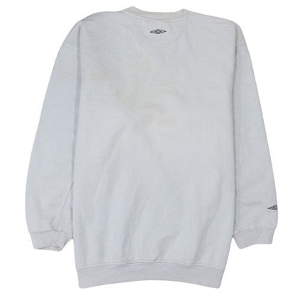 Umbro Mens White Sweatshirt Small Crew Neck Pullover Vintage Sportswear