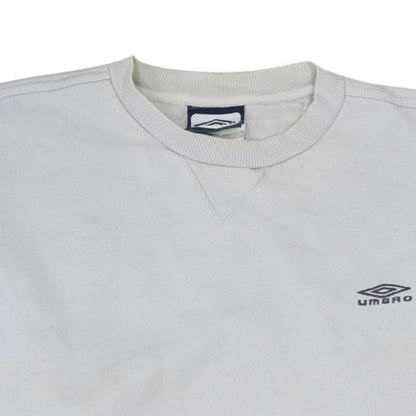 Umbro Mens White Sweatshirt Small Crew Neck Pullover Vintage Sportswear