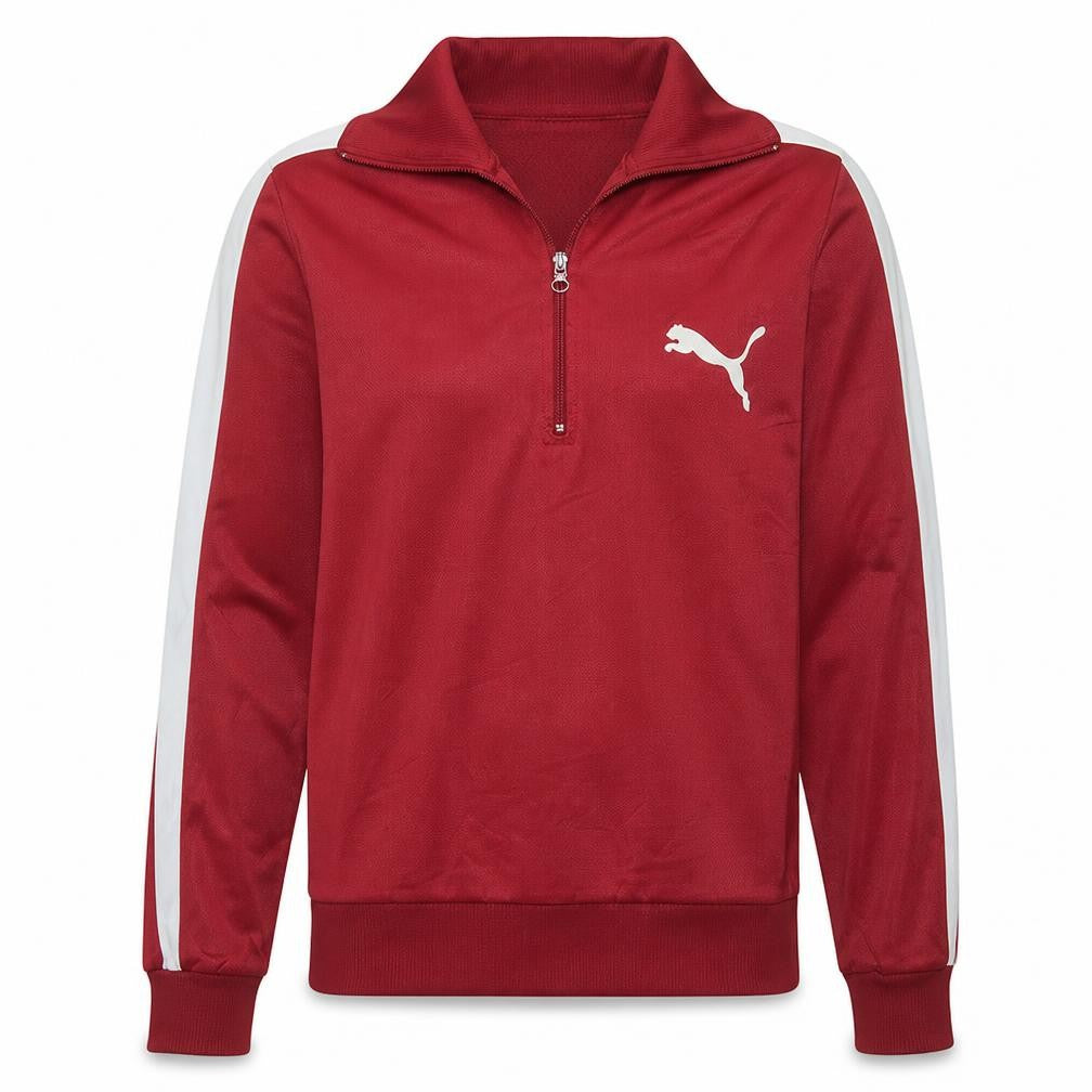 Puma Mens Red 1/2 Zip Collared Sports Sweatshirt L Vintage