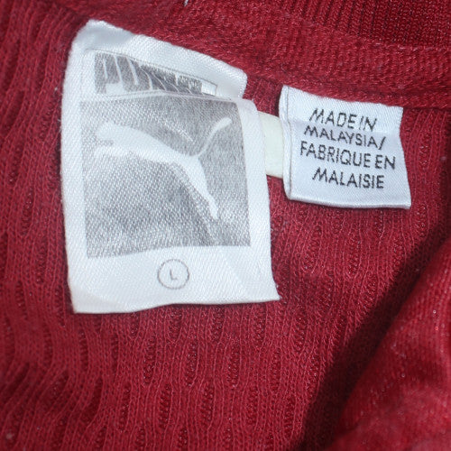Puma Mens Red 1/2 Zip Collared Sports Sweatshirt L Vintage