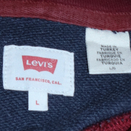 Levi's Men's Blue Pullover Hoodie L Logo Fleece Sweatshirt