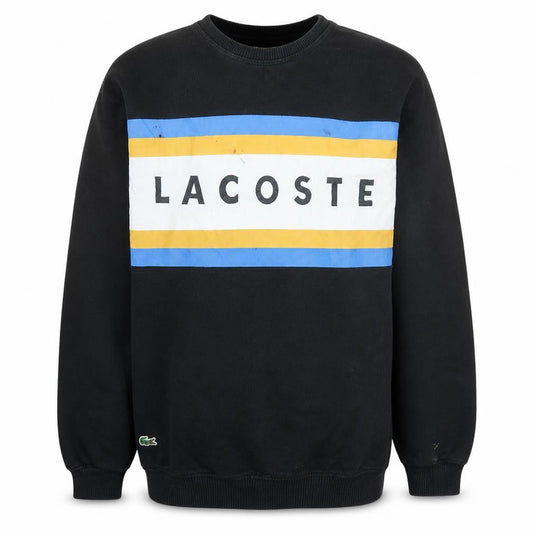 Lacoste Men's Black Slim Fit Logo Stripe Pullover Sweatshirt L